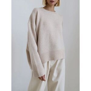 Commense‎ Cozy Apricot Crewneck Sweater Casual Oversized Long Sleeve Pullover S